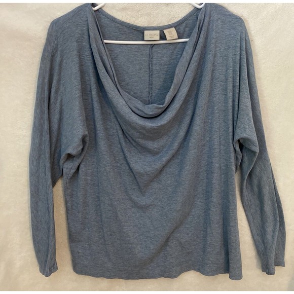 St. Tropez West Womans Shirt Top Size Medium Soft Blue Long Sleeve Modal Cotton - Picture 1 of 7